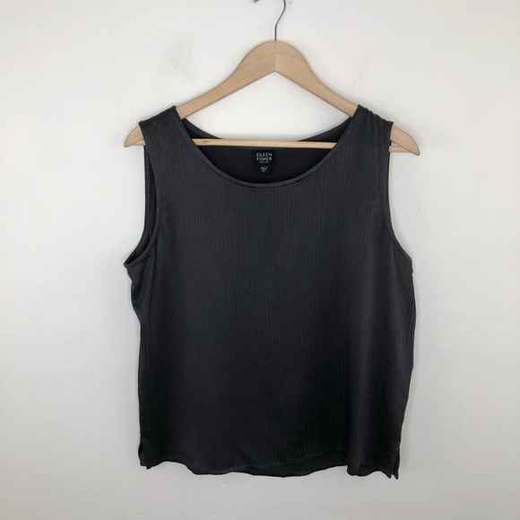 Eileen Fisher Tops - Eileen Fisher Textured Gray Silk Tank Top